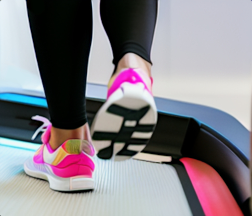 Woman walking on a treadmill